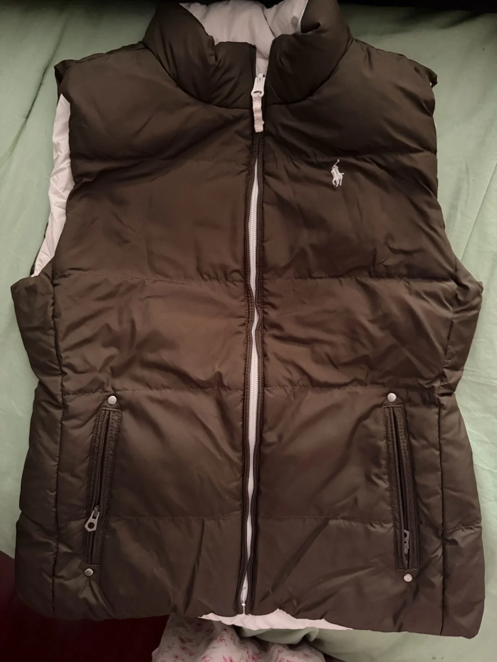 Ralph Lauren Reversible Kids Brown Puffer Jacket with White Pony Embroidery